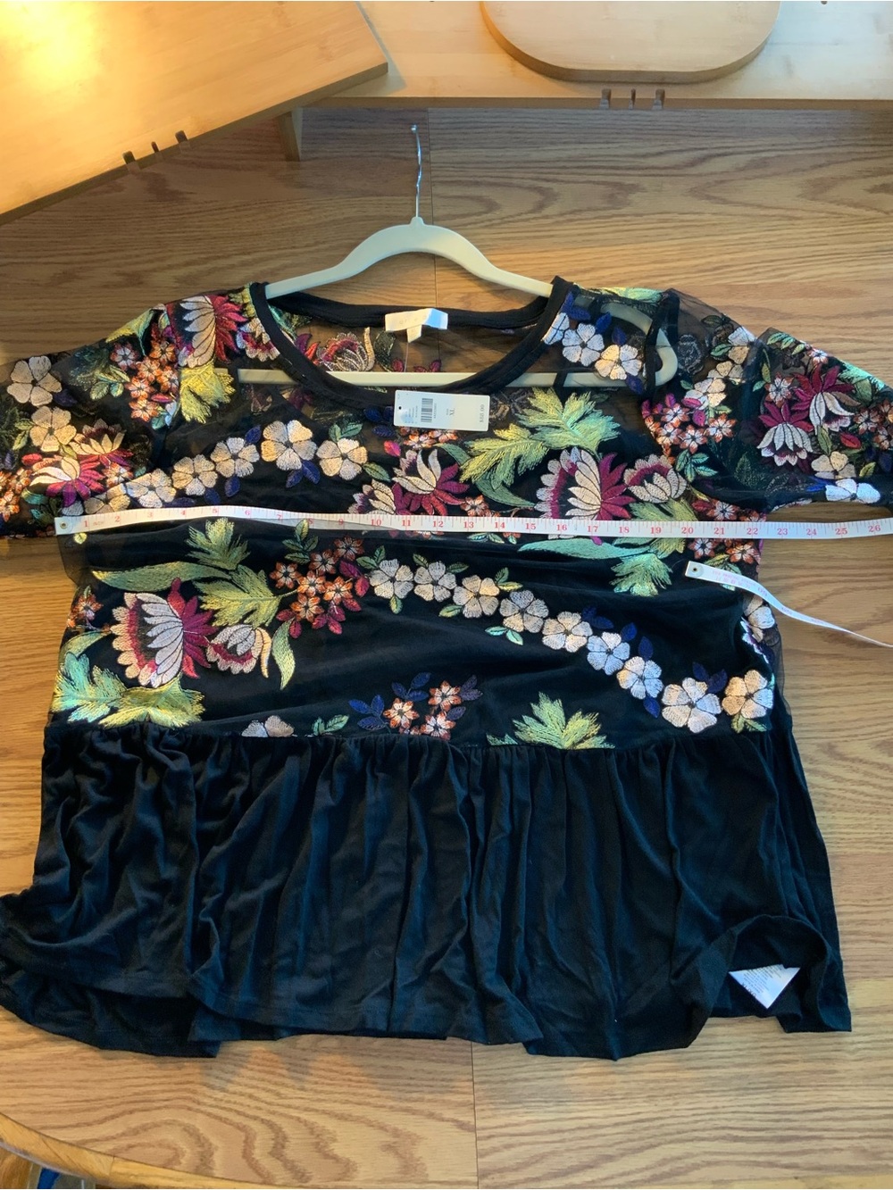 Anthropologie Top by eri + ali, NWT, XL, sheer netting with gorgeous embroidery. - Picture 4 of 5